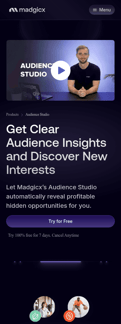 Madgicx landing page mobile screenshot