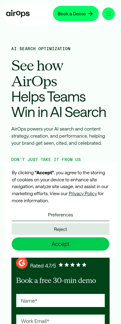 Airops landing page mobile screenshot