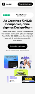 Magier landing page mobile screenshot