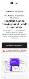 Magier landing page mobile screenshot