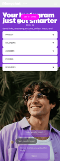 Manychat landing page mobile screenshot