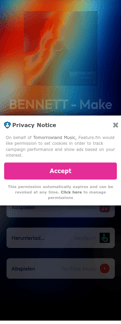 Tomorrowland landing page mobile screenshot