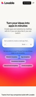 Lovable landing page mobile screenshot