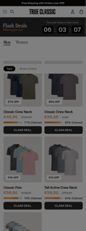 True Classic landing page mobile screenshot