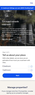 Vrbo landing page mobile screenshot