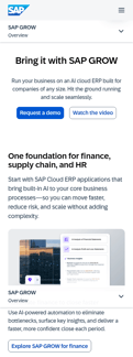 Sap landing page mobile screenshot