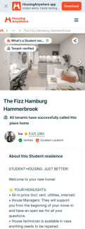 Housinganywhere landing page mobile screenshot