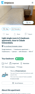 Uniplaces landing page mobile screenshot