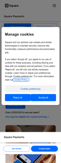 Square landing page mobile screenshot