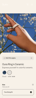 ŌURA landing page mobile screenshot