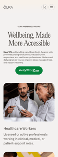 ŌURA landing page mobile screenshot