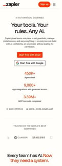 Zapier landing page mobile screenshot