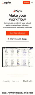 Zapier landing page mobile screenshot