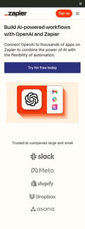 Zapier landing page mobile screenshot
