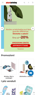 Pixartprinting landing page mobile screenshot