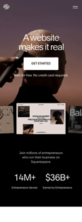 Squarespace landing page mobile screenshot