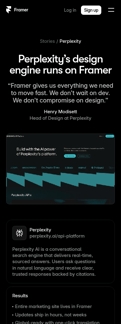 Framer landing page mobile screenshot