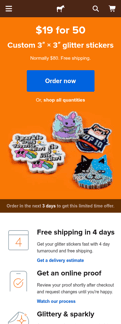 Sticker mule landing page mobile screenshot