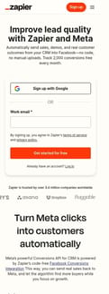 Zapier landing page mobile screenshot