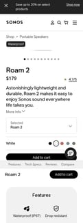 Sonos landing page mobile screenshot