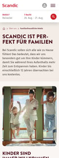 Scandic landing page mobile screenshot