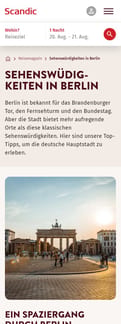 Scandic landing page mobile screenshot