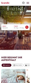 Scandic landing page mobile screenshot