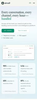 Aircall landing page mobile screenshot