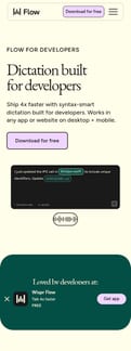 Wispr Flow landing page mobile screenshot