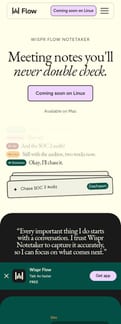 Wispr Flow landing page mobile screenshot