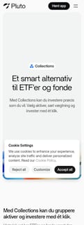 Pluto Markets landing page mobile screenshot