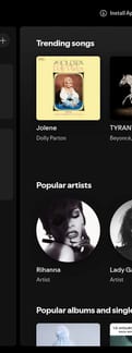 Spotify landing page mobile screenshot
