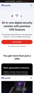 NordVPN landing page mobile screenshot