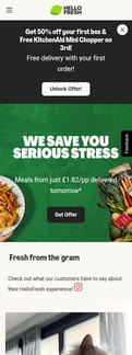 HelloFresh landing page mobile screenshot