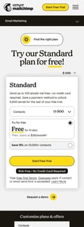 Mailchimp landing page mobile screenshot