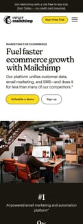 Mailchimp landing page mobile screenshot