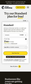 Mailchimp landing page mobile screenshot