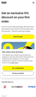 Saily landing page mobile screenshot