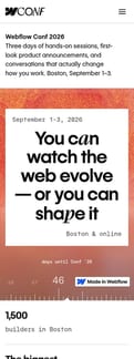 Webflow landing page mobile screenshot