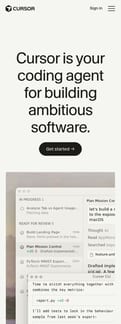 Cursor landing page mobile screenshot