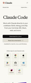 Claude landing page mobile screenshot