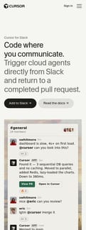 Cursor landing page mobile screenshot