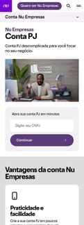 Nubank landing page mobile screenshot