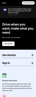 Uber landing page mobile screenshot