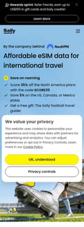 Saily landing page mobile screenshot