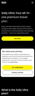 Saily landing page mobile screenshot