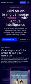 Activecampaign landing page mobile screenshot