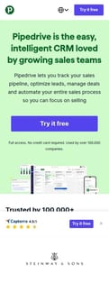 Pipedrive landing page mobile screenshot