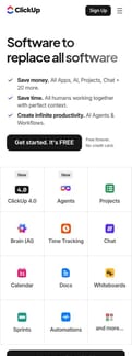 Clickup landing page mobile screenshot