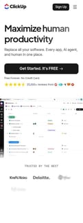 Clickup landing page mobile screenshot